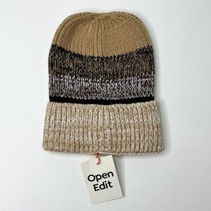 Nordstrom Open‎ Edit Knit Hat Beanie Winter Cap Snow Ski Brown Tan Black NWT